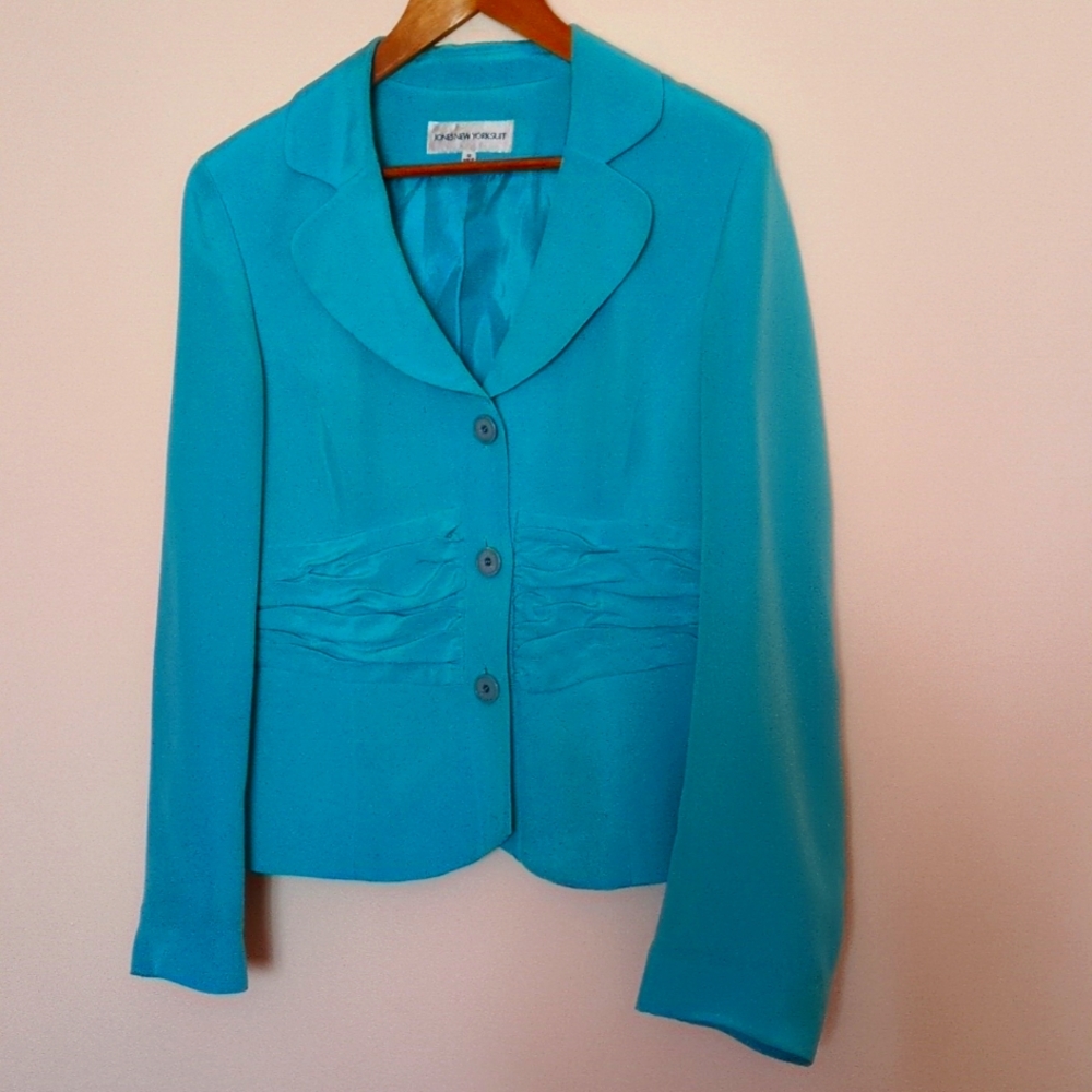 Jones New York silk turquoise blazer size 12
